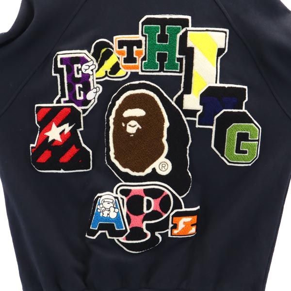 A BATHING APE アベイシングエイプ バック刺繍 スタジャン M ネイビー ブルゾン メンズ
