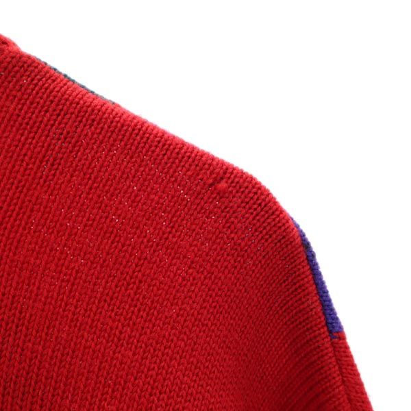 Christian Dior クリスチャンディオール 90s オールド ウール アーガイル 長袖 Vネック ニット M 赤系 セーター メンズ