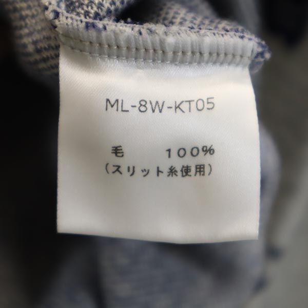 MARK&LONA マークアンドロナ 日本製 ウール 総柄 長袖 Vネック ニット M グレー セーター メンズ