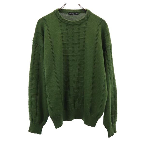 Christian Dior クリスチャンディオール 90s オールド ウール 長袖 ニット L 緑系 セーター メンズ