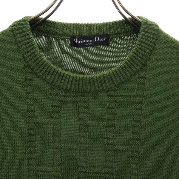 Christian Dior クリスチャンディオール 90s オールド ウール 長袖 ニット L 緑系 セーター メンズ