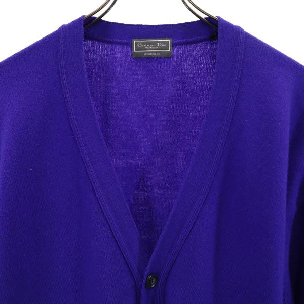 Christian Dior クリスチャンディオール 90s オールド ウール 長袖 ニット カーディガン L 青 メンズ