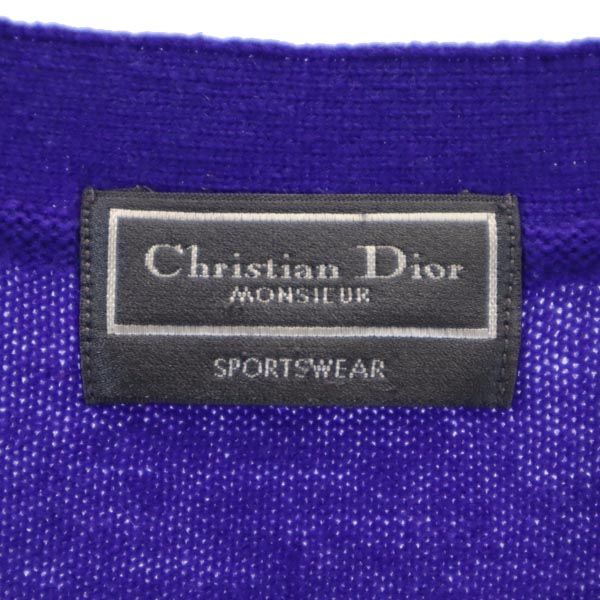 Christian Dior クリスチャンディオール 90s オールド ウール 長袖 ニット カーディガン L 青 メンズ