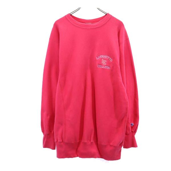 Champion チャンピオン 90s USA製 刺繍タグ 長袖 リバースウィーブ スウェット トレーナー XXL ピンク ビッグサイズ メンズ