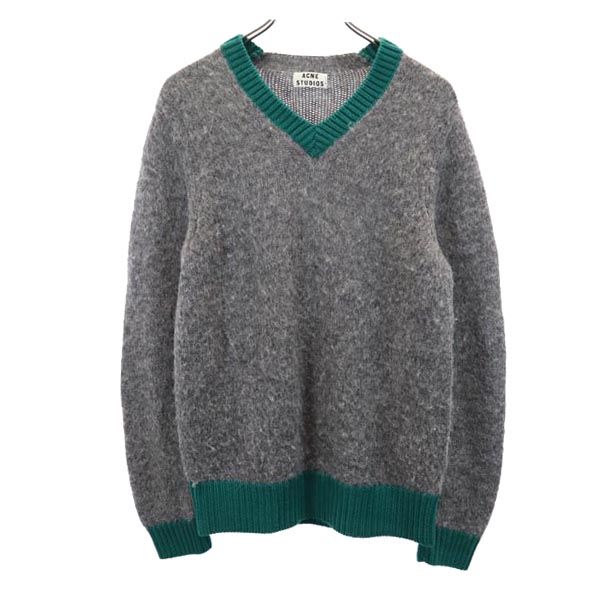 ACNE STUDIOS アクネストゥディオズ ウールブレンド 長袖 Vネック ニット XS グレー系 セーター メンズ