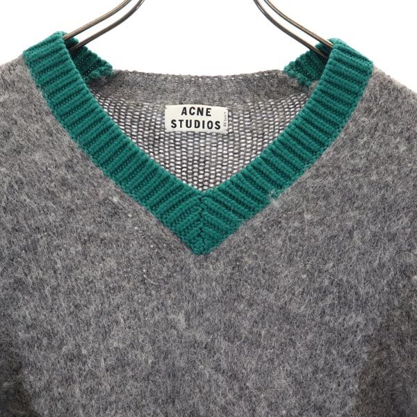 ACNE STUDIOS アクネストゥディオズ ウールブレンド 長袖 Vネック ニット XS グレー系 セーター メンズ