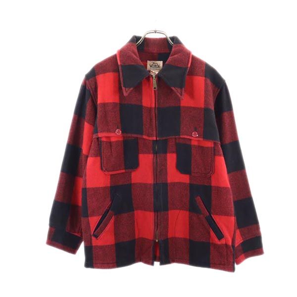 ウールリッチ 60s 70s ウールブレンド ヴィンテージ チェック ジップジャケット M レッド系 WOOLRICH メンズ