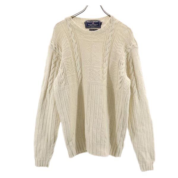 POLO SPORTS ポロスポーツ リネンブレンド 長袖 ニット L ベージュ系 セーター カットソー メンズ