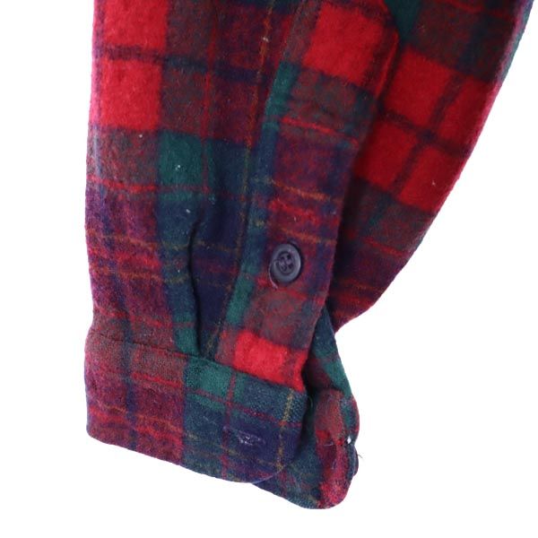 PENDLETON ペンドルトン 70s USA製 ウール100% ヴィンテージ 長袖 チェックシャツ L グリーン系 レディース