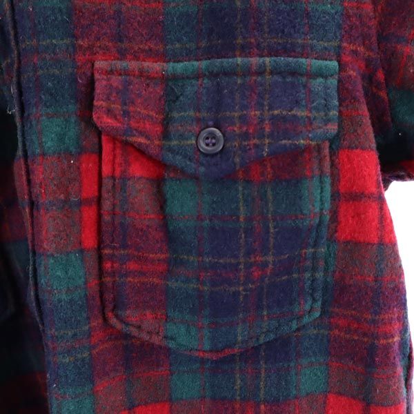 PENDLETON ペンドルトン 70s USA製 ウール100% ヴィンテージ 長袖 チェックシャツ L グリーン系 レディース