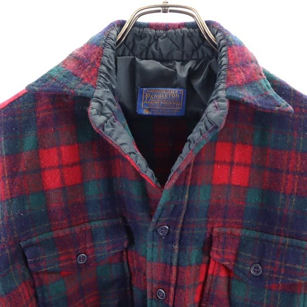 PENDLETON ペンドルトン 70s USA製 ウール100% ヴィンテージ 長袖 チェックシャツ L グリーン系 レディース