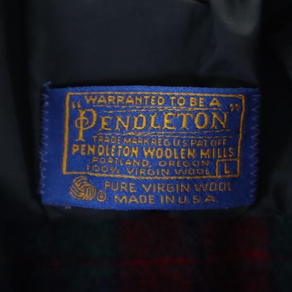 PENDLETON ペンドルトン 70s USA製 ウール100% ヴィンテージ 長袖 チェックシャツ L グリーン系 レディース