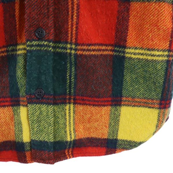 SHERATON シェラトン 70s USA製 ヴィンテージ 長袖 チェックシャツ S オレンジ系 メンズ