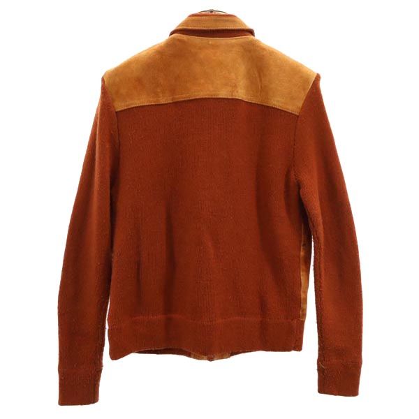 1166 COLLECTION 70s ニット切替 牛革 ヴィンテージ レザージャケット M ブラウン メンズ