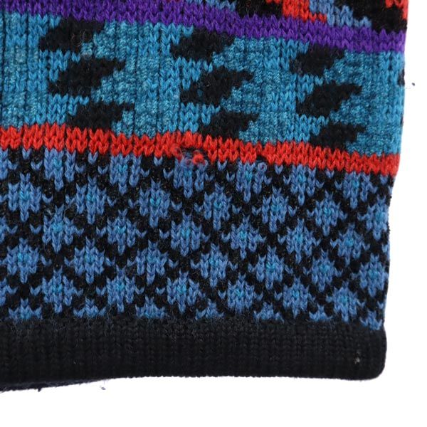KENZO ケンゾー 90s 日本製 オールド 総柄 長袖 クルーネック ニット M ブルー系 長袖セーター メンズ