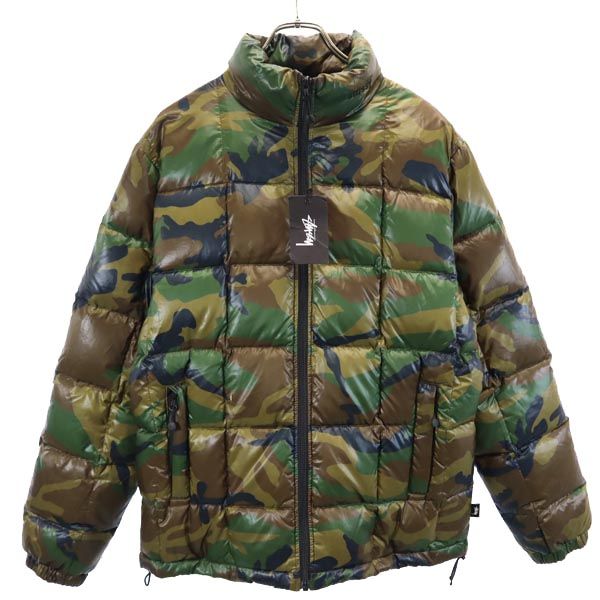 STUSSY ステューシー 迷彩柄 ダウンジャケット M カーキ系 メンズ