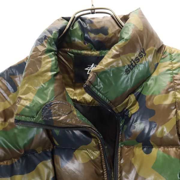 STUSSY ステューシー 迷彩柄 ダウンジャケット M カーキ系 メンズ