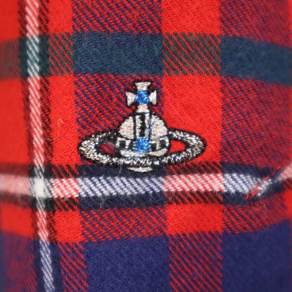 ヴィヴィアンウエストウッドマン 長袖 チェックシャツ 46 レッド系 Vivienne WestwoodMAN ロゴ メンズ