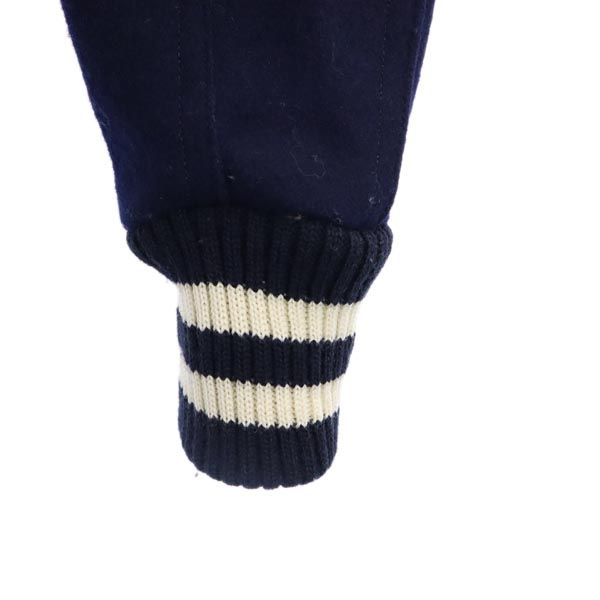 SKOOKUM スクーカム ブルーワーク コラボ USA製 長袖 スタジャン 30 ネイビー系 BLUE WORK 裏キルティング メンズ