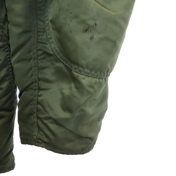 ALPHA アルファ 90s USA製 オールド 中綿 フライトジャケット L カーキ フェイクファー フード メンズ