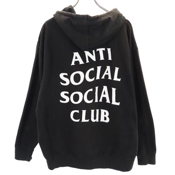 ANTI SOCIAL SOCIAL CLUB アンチソーシャルソーシャルクラブ USA製 バックプリント 長袖 スウェットパーカー L ブラック系 ロゴ メンズ