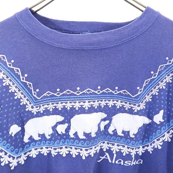 Roochi 90s USA製 オールド 長袖 スウェット XL ブルー系 Roochi トレーナー メンズ