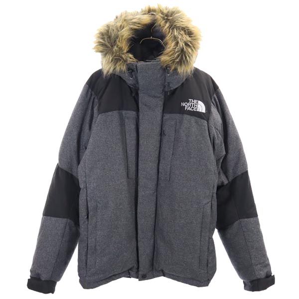 THE NORTH FACE ノースフェイス ND91702R アウトドア 長袖 フード ダウンジャケット L グレー系 ロゴ メンズ