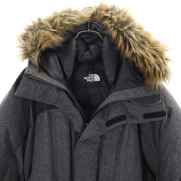 THE NORTH FACE ノースフェイス ND91702R アウトドア 長袖 フード ダウンジャケット L グレー系 ロゴ メンズ