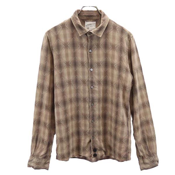 SHAREEF シャリーフ チェック 長袖 シャツ 2 ベージュ系 日本製 メンズ