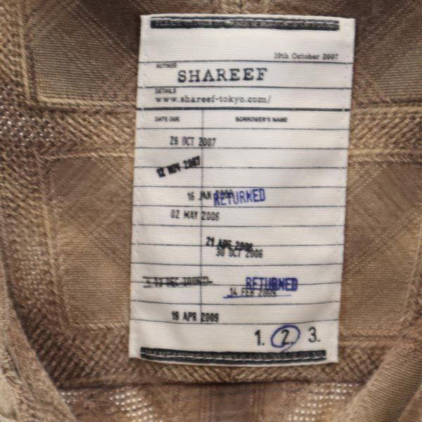 SHAREEF シャリーフ チェック 長袖 シャツ 2 ベージュ系 日本製 メンズ