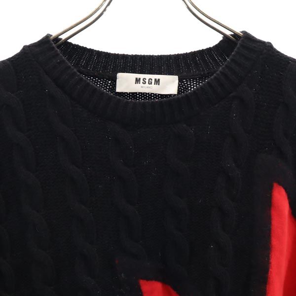 エムエスジーエム 長袖 ニット切替 スウェット S レッド系 MSGM 裏起毛 トレーナー メンズ