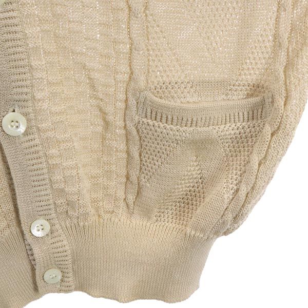 イヴサンローラン リネン 長袖 カーディガン M ベージュ YVES SAINT LAURENT メンズ