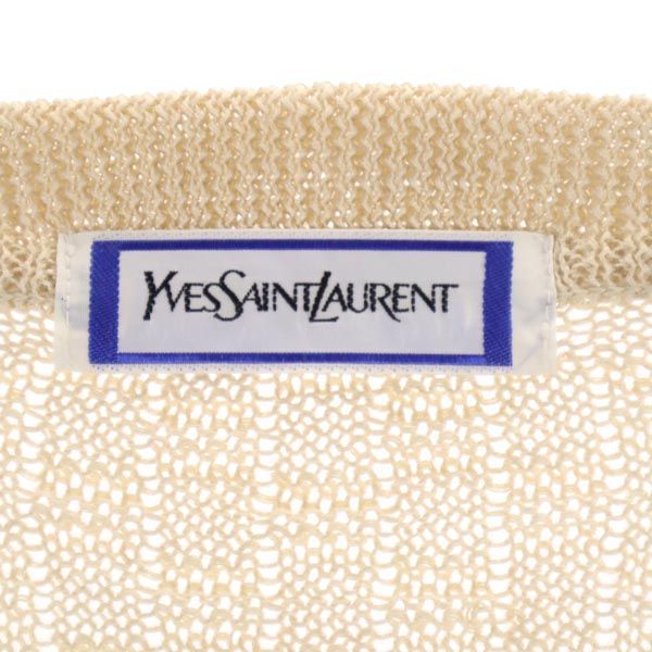 イヴサンローラン リネン 長袖 カーディガン M ベージュ YVES SAINT LAURENT メンズ