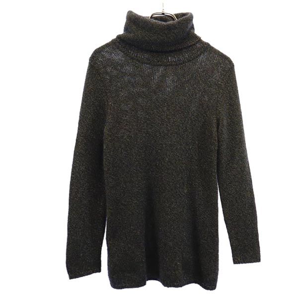 イヴサンローラン 日本製 長袖 ハイネック セーター M ブラック×ゴールド YVES SAINT LAURENT ニット メンズ