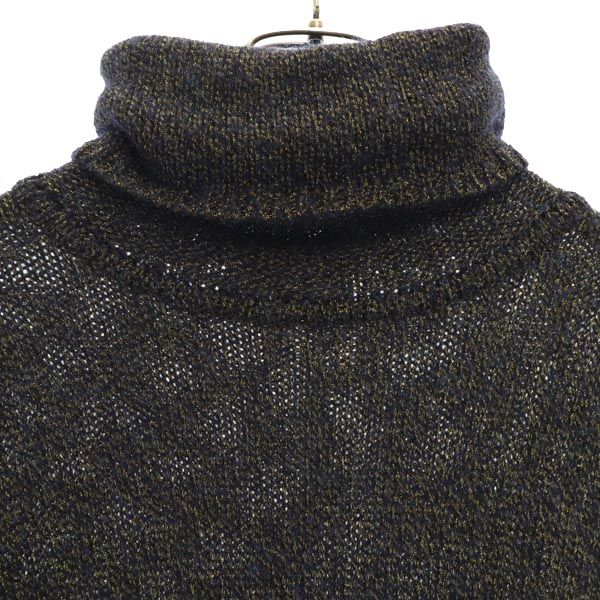 イヴサンローラン 日本製 長袖 ハイネック セーター M ブラック×ゴールド YVES SAINT LAURENT ニット メンズ