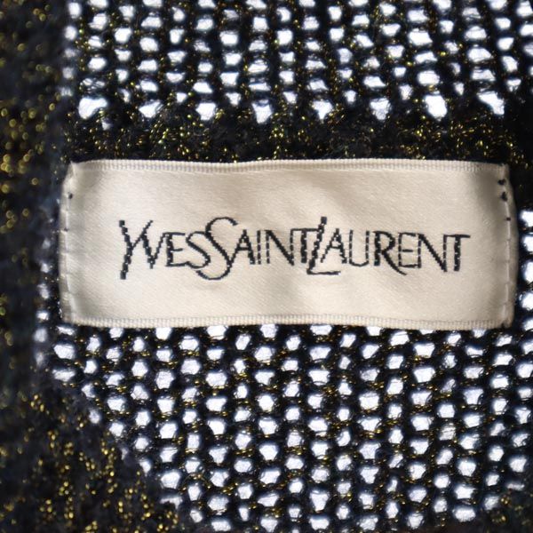 イヴサンローラン 日本製 長袖 ハイネック セーター M ブラック×ゴールド YVES SAINT LAURENT ニット メンズ