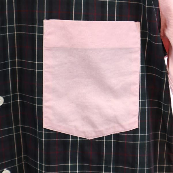 コムデギャルソンオム 2008年 チェック柄 長袖 ボタンダウンシャツ SS ピンク×グリーン COMME des GARCONS HOMME メンズ