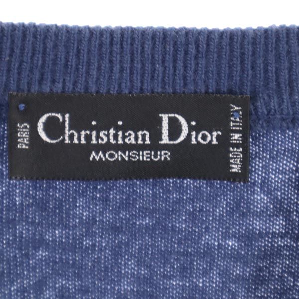 クリスチャンディオール ムッシュ 90s イタリア製 オールド 長袖 ウール セーター ブルー系 Christian Dior MONSIEUR ニット メンズ