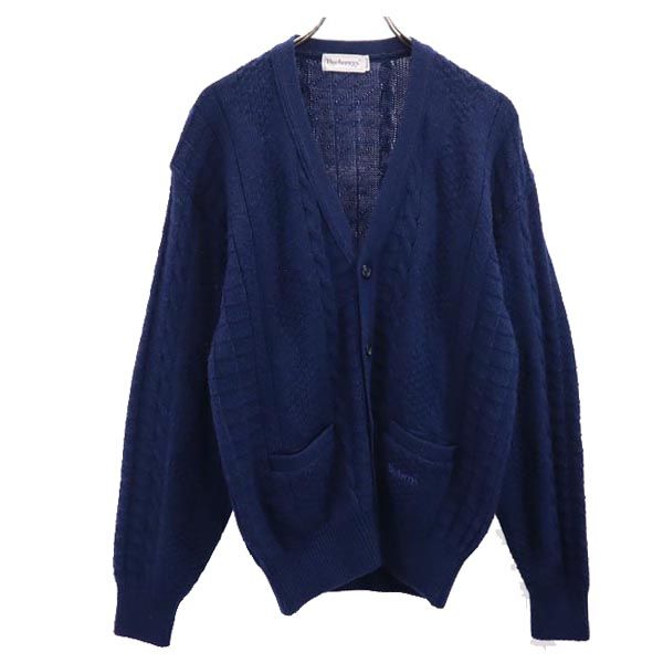 Burberrys バーバリーズ 90s ウール オールド 長袖 ニット カーディガン M ネイビー系 メンズ