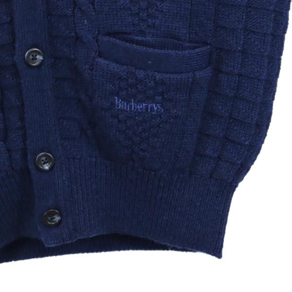 Burberrys バーバリーズ 90s ウール オールド 長袖 ニット カーディガン M ネイビー系 メンズ