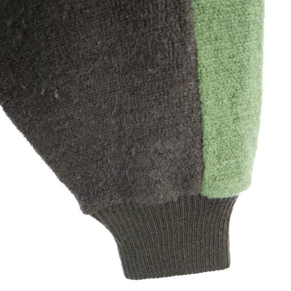 YVES SAINT LAURENT イヴサンローラン 90s オールド 長袖 ウールブレンド セーター M グレー×グリーン 長袖ニット メンズ