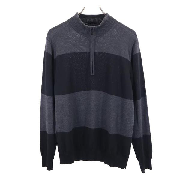BURBERRY バーバリー ハーフジップ 長袖 セーター L ブラック×グレー GOLF 三陽商会 長袖ニット メンズ