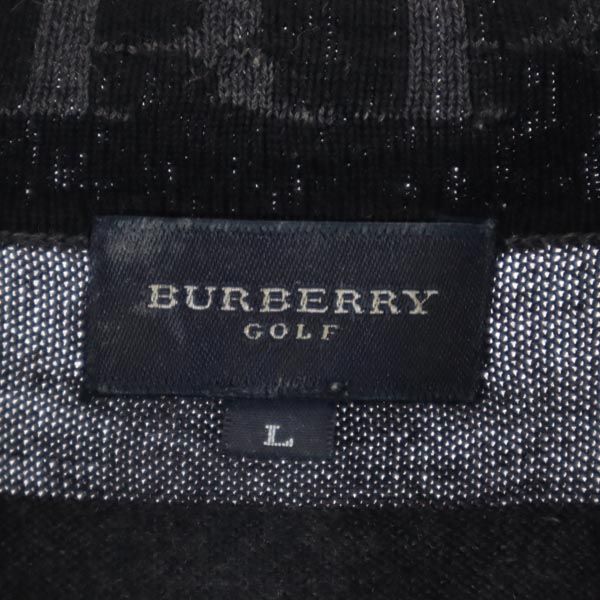 BURBERRY バーバリー ハーフジップ 長袖 セーター L ブラック×グレー GOLF 三陽商会 長袖ニット メンズ