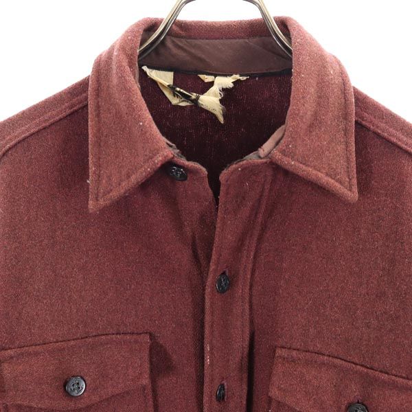 WOOLRICH ウールリッチ 60s 70s ヴィンテージ 白タグ 長袖 シャツ L ブラウン系 メンズ
