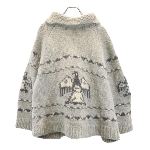 OLD オールド 90s 総柄 カウチンジャケット グレー系 メンズ