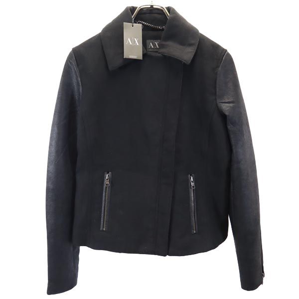 未使用 ARMANI EXCHANGE アルマーニエクスチェンジ 長袖 ダブルライダースジャケット M ブラック系 レディース