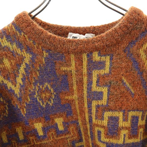 LANVIN ランバン 80s 90s イタリア製 オールド 総柄 長袖 セーター ブラウン系 ニット メンズ
