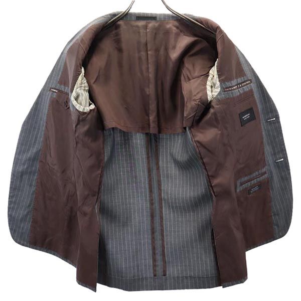 BURBERRY BLACK LABEL バーバリーブラックレーベル 三陽商会 日本製 ストライプ柄 テーラードジャケット 36R グレー メンズ