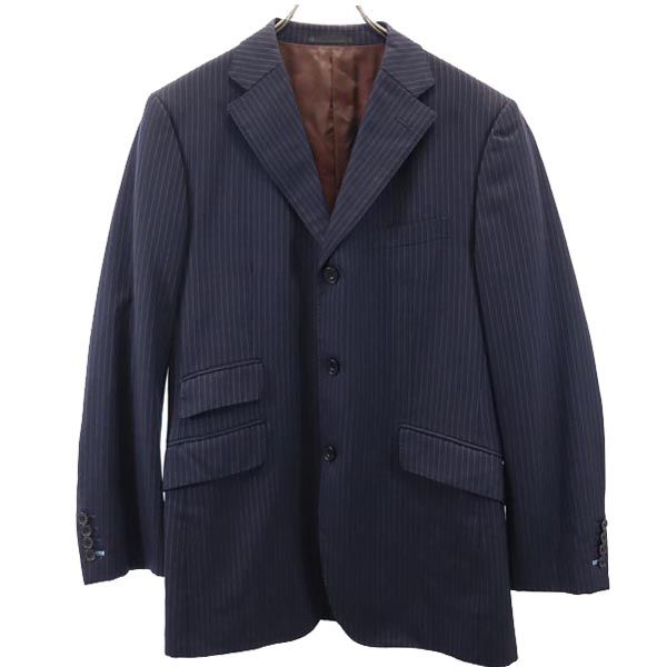 BURBERRY BLACK LABEL バーバリーブラックレーベル 三陽商会 日本製 ストライプ柄 ウール テーラードジャケット 40L ネイビー メンズ
