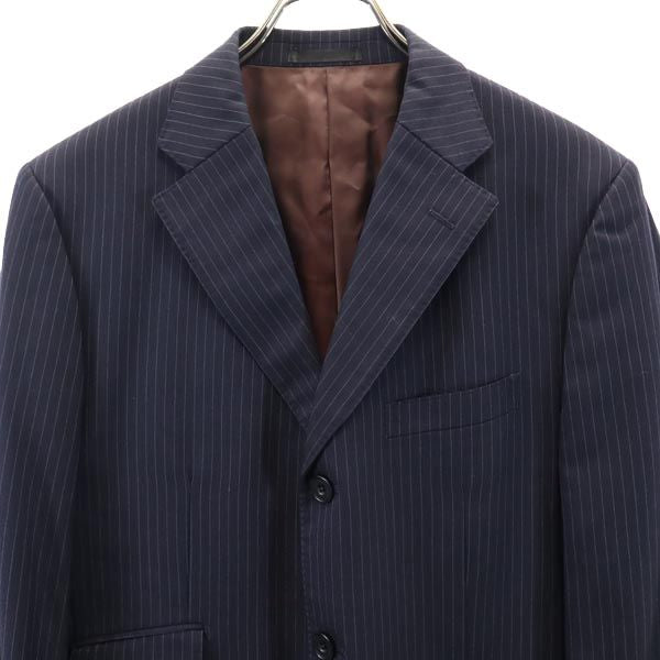 BURBERRY BLACK LABEL バーバリーブラックレーベル 三陽商会 日本製 ストライプ柄 ウール テーラードジャケット 40L ネイビー メンズ